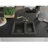 Granitinė virtuvinė plautuvė Mexen Carlos su maišytuvu ir sifonu, Juodas granite+Juodas/Gold
