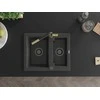 Granitinė virtuvinė plautuvė Mexen Carlos su maišytuvu ir sifonu, Juodas granite+Juodas/Gold
