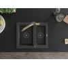 Granitinė virtuvinė plautuvė Mexen Carlos su maišytuvu ir sifonu, Juodas granite+Juodas/Gold