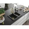 Granitinė virtuvinė plautuvė Mexen Carlos su maišytuvu ir sifonu, Juodas granite+Gold