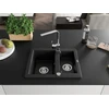 Granitinė virtuvinė plautuvė Mexen Carlos su maišytuvu ir sifonu, Metallic juodas/sidabrinis+Chrome