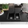 Granitinė virtuvinė plautuvė Mexen Carlos su maišytuvu ir sifonu, Metallic juodas/sidabrinis+Juodas