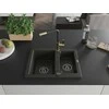 Granitinė virtuvinė plautuvė Mexen Carlos su maišytuvu ir sifonu, Metallic juodas/auksinis+Juodas/Gold