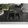 Granitinė virtuvinė plautuvė Mexen Carlos su maišytuvu ir sifonu, Metallic juodas/sidabrinis+Juodas/Gold