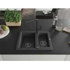 Granitinė virtuvinė plautuvė Mexen Carlos su maišytuvu ir sifonu, Juodas granite+Juodas