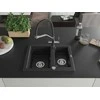 Granitinė virtuvinė plautuvė Mexen Carlos su maišytuvu ir sifonu, Metallic juodas/sidabrinis+Juodas/Chrome