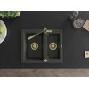Granitinė virtuvinė plautuvė Mexen Carlos su maišytuvu ir sifonu, Juodas granite+Juodas/Gold