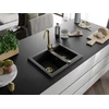 Granitinė virtuvinė plautuvė Mexen Carlos su maišytuvu ir sifonu, Juodas granite+Gold