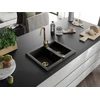 Granitinė virtuvinė plautuvė Mexen Carlos su maišytuvu ir sifonu, Metallic juodas/auksinis+Gold