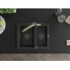 Granitinė virtuvinė plautuvė Mexen Carlos su maišytuvu ir sifonu, Metallic juodas/sidabrinis+Juodas/Gold