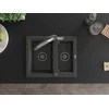 Granitinė virtuvinė plautuvė Mexen Carlos su maišytuvu ir sifonu, Juodas granite+Juodas/Chrome