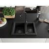 Granitinė virtuvinė plautuvė Mexen Carlos su maišytuvu ir sifonu, Metallic juodas/sidabrinis+Juodas