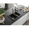 Granitinė virtuvinė plautuvė Mexen Carlos su maišytuvu ir sifonu, Metallic juodas/sidabrinis+Juodas/Gold