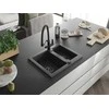 Granitinė virtuvinė plautuvė Mexen Carlos su maišytuvu ir sifonu, Juodas granite+Juodas