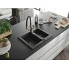 Granitinė virtuvinė plautuvė Mexen Carlos su maišytuvu ir sifonu, Juodas granite+Juodas/Gold
