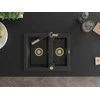 Granitinė virtuvinė plautuvė Mexen Carlos su maišytuvu ir sifonu, Metallic juodas/sidabrinis+Juodas/Gold