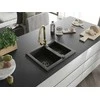 Granitinė virtuvinė plautuvė Mexen Carlos su maišytuvu ir sifonu, Metallic juodas/auksinis+Gold