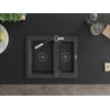 Granitinė virtuvinė plautuvė Mexen Carlos su maišytuvu ir sifonu, Juodas granite+Juodas/Chrome