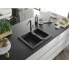 Granitinė virtuvinė plautuvė Mexen Carlos su maišytuvu ir sifonu, Juodas granite+Juodas/Gold