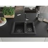 Granitinė virtuvinė plautuvė Mexen Carlos su maišytuvu ir sifonu, Metallic juodas/sidabrinis+Juodas/Chrome