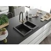 Granitinė virtuvinė plautuvė Mexen Carlos su maišytuvu ir sifonu, Metallic juodas/sidabrinis+Juodas/Gold