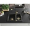 Granitinė virtuvinė plautuvė Mexen Carlos su maišytuvu ir sifonu, Metallic juodas/sidabrinis+Juodas/Gold