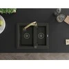 Granitinė virtuvinė plautuvė Mexen Carlos su maišytuvu ir sifonu, Metallic juodas/auksinis+Gold