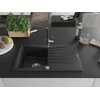 Granitinė virtuvinė plautuvė Mexen Cesar su maišytuvu ir sifonu, Metallic juodas/sidabrinis+Juodas/Chrome
