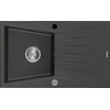 Granitinė virtuvinė plautuvė Mexen Cesar su sifonu, Juodas granite+Chrome, 775 x 470 mm