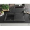 Granitinė virtuvinė plautuvė Mexen Cesar su maišytuvu ir sifonu, Juodas granite+Juodas