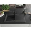 Granitinė virtuvinė plautuvė Mexen Cesar su maišytuvu ir sifonu, Juodas granite+Juodas