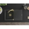 Granitinė virtuvinė plautuvė Mexen Cesar su maišytuvu ir sifonu, Juodas granite+Gold
