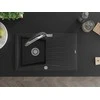 Granitinė virtuvinė plautuvė Mexen Cesar su maišytuvu ir sifonu, Metallic juodas/sidabrinis+Juodas/Chrome