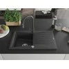 Granitinė virtuvinė plautuvė Mexen Cesar su maišytuvu ir sifonu, Juodas granite