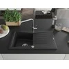 Granitinė virtuvinė plautuvė Mexen Cesar su maišytuvu ir sifonu, Metallic juodas/sidabrinis+Chrome