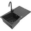 Granitinė virtuvinė plautuvė Mexen Cesar su maišytuvu ir sifonu, Juodas granite+Juodas
