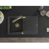 Granitinė virtuvinė plautuvė Mexen Cesar su maišytuvu ir sifonu, Juodas granite+Juodas/Gold