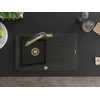 Granitinė virtuvinė plautuvė Mexen Cesar su maišytuvu ir sifonu, Metallic juodas/auksinis+Juodas/Gold