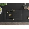 Granitinė virtuvinė plautuvė Mexen Cesar su maišytuvu ir sifonu, Metallic juodas/sidabrinis+Juodas/Gold