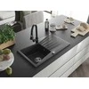 Granitinė virtuvinė plautuvė Mexen Cesar su maišytuvu ir sifonu, Juodas granite+Juodas