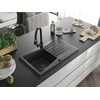 Granitinė virtuvinė plautuvė Mexen Cesar su maišytuvu ir sifonu, Juodas granite+Juodas