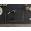 Granitinė virtuvinė plautuvė Mexen Cesar su maišytuvu ir sifonu, Metallic juodas/sidabrinis+Juodas/Chrome