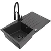 Granitinė virtuvinė plautuvė Mexen Cesar su maišytuvu ir sifonu, Juodas granite+Juodas