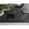 Granitinė virtuvinė plautuvė Mexen Cesar su maišytuvu ir sifonu, Metallic juodas/sidabrinis+Juodas/Chrome