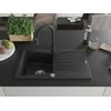 Granitinė virtuvinė plautuvė Mexen Cesar su maišytuvu ir sifonu, Metallic juodas/sidabrinis+Juodas