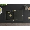 Granitinė virtuvinė plautuvė Mexen Cesar su maišytuvu ir sifonu, Metallic juodas/auksinis+Juodas/Gold