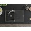 Granitinė virtuvinė plautuvė Mexen Cesar su maišytuvu ir sifonu, Juodas granite+Chrome