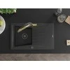 Granitinė virtuvinė plautuvė Mexen Cesar su maišytuvu ir sifonu, Juodas granite+Juodas/Gold