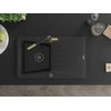 Granitinė virtuvinė plautuvė Mexen Cesar su maišytuvu ir sifonu, Metallic juodas/sidabrinis+Juodas/Gold