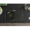 Granitinė virtuvinė plautuvė Mexen Cesar su maišytuvu ir sifonu, Metallic juodas/auksinis+Juodas/Gold